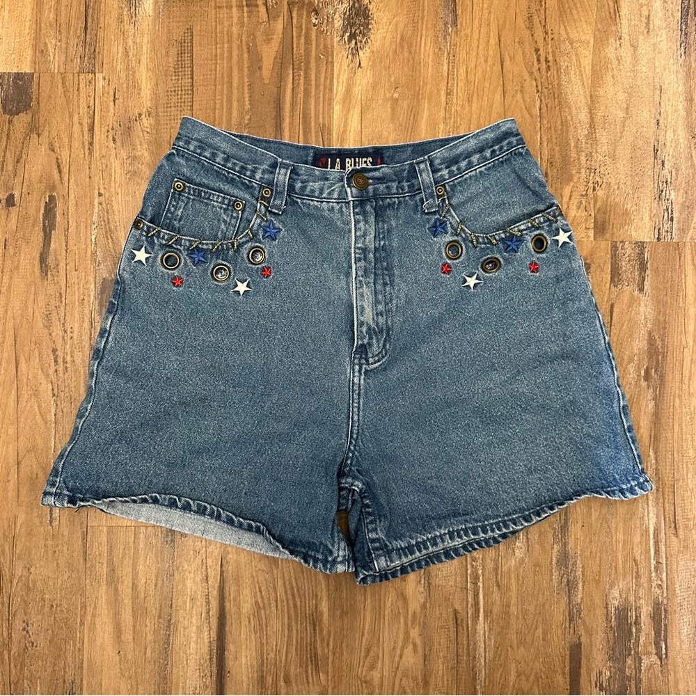 VTG 90s L.A. Blues Star Embellished Denim Shorts Vintage Jean Shorts